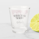 Roze glitterschuine bruid zei ja naam  shot glas (Achterkant)