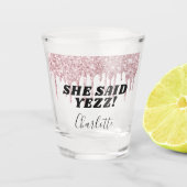 Roze glitterschuine bruid zei ja naam  shot glas