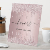 Roze glitterschuine feestartikelen reclamebord met voetstuk (Insitu)