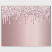 Roze glitterschuine glans stoffige roos cadeaupapier (Vlak)