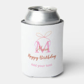 Roze glittersjabloon naam letter monogram verjaard blikjeskoeler (Blikje Voorkant)