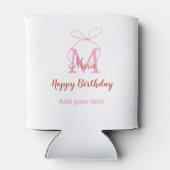 Roze glittersjabloon naam letter monogram verjaard blikjeskoeler (Achterkant)