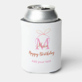 Roze glittersjabloon naam letter monogram verjaard blikjeskoeler (Blikje Achterkant)