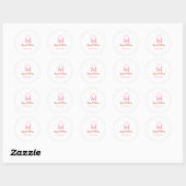 Roze glittersjabloon naam letter monogram verjaard ronde sticker (Vel)