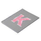 Roze glittersletter K Notitieboek (Linkerzijde)