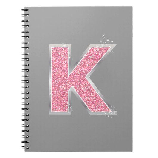Roze glittersletter K Notitieboek (Voorkant)