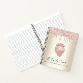 Roze glitterslijpsel Aardbeien-snoepgoed Goud Notitieboek (Binnen)