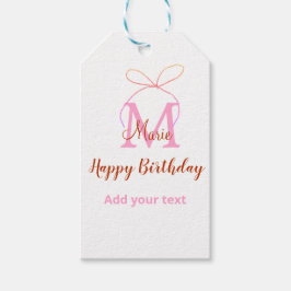 Roze glitterslint voeg naam letter monogram verjaa cadeaulabel