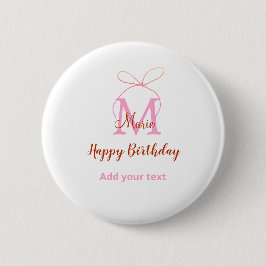 Roze glitterslint voeg naam letter monogram verjaa ronde button 5,7 cm