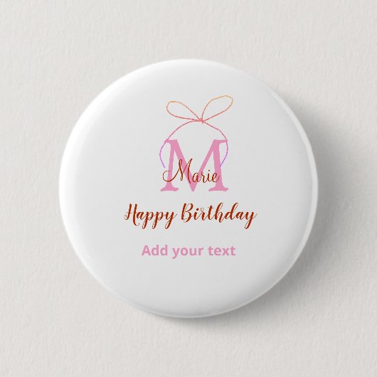 Roze glitterslint voeg naam letter monogram verjaa ronde button 5,7 cm (Voorkant)