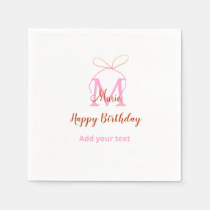 Roze glitterslint voeg naam letter monogram verjaa servet