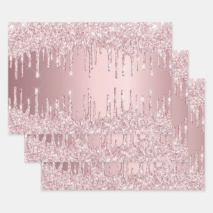 Roze glittersluier glinstering stoffige roos verja inpakpapier vel