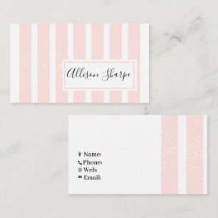 Roze glitterstripes visitekaartje