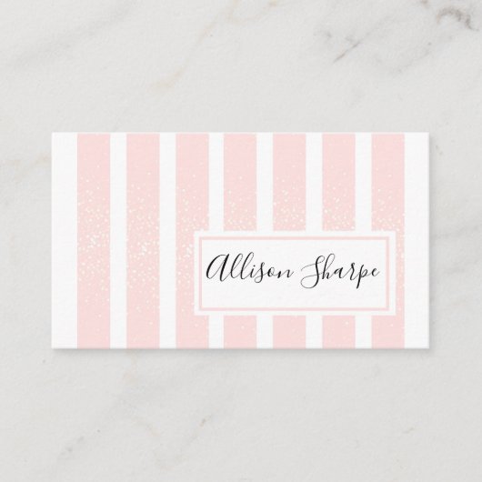 Roze glitterstripes visitekaartje (Voorkant)