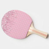 Roze glittersuiker glans monogram patroon tafeltennisbatje (Zijkant)