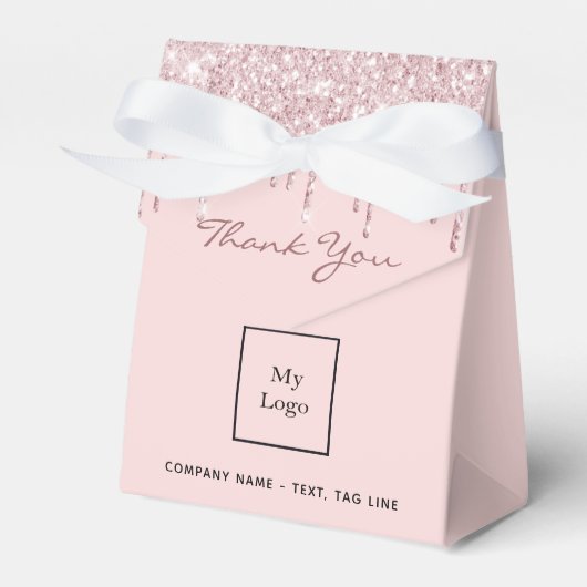 Roze glittersuikers Business logo Bedankdoosjes (Voorkant Zijde)