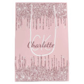 Roze glittersuikers Rode monogram script luxe Medium Cadeauzakje (Achterkant)