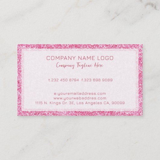 Roze glittertextuur met mousserende glans visitekaartje (Achterkant)