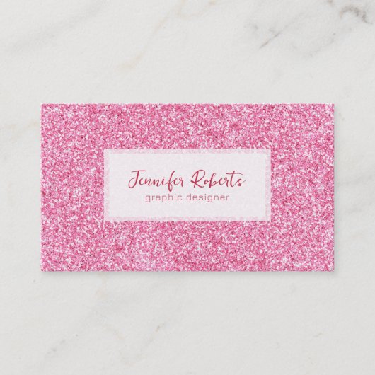 Roze glittertextuur met mousserende glans visitekaartje (Voorkant)