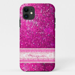 Roze glittertextuur & roze Damaskers Case-Mate iPhone Case