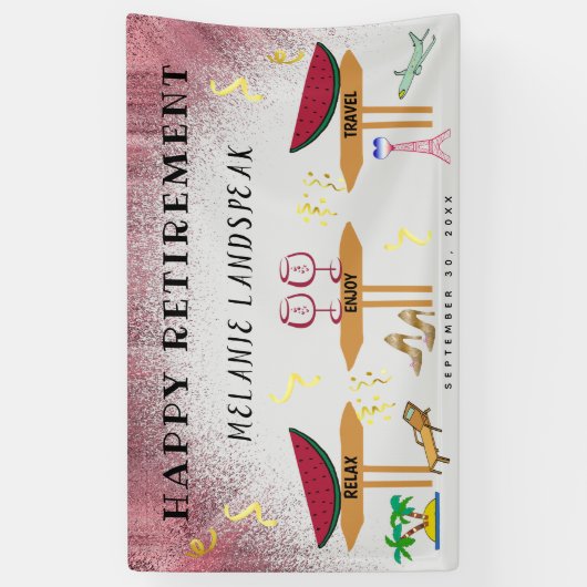 Roze glitterwijn, ontspan en geniet van een fijne spandoek (Verticaal)