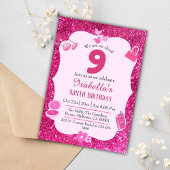 Roze glitterwolk 9 schattige chique levendige verj kaart