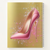 Roze Glittery High Heel Schoen op goud | Notitieboek (Achterkant)