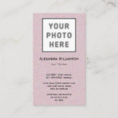 Roze glittery Photo Logo, dubbelzijdig verticaal Visitekaartje (Voorkant)