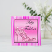 Roze, glittery Stilettos & Music Fabulous 50 Kaart (Staand voorkant)