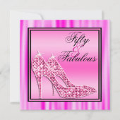 Roze, glittery Stilettos & Music Fabulous 50 Kaart (Voorkant)