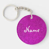 Roze glittler sleutelhanger met faux glimmers en n (Voorkant)