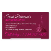 Roze Glitz Glam Cleaning Service Janitorial Magnetisch Visitekaartje (Voorkant)