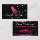 Roze Glitz Glam Starlust Kat Visitekaartje (Voorkant / Achterkant)