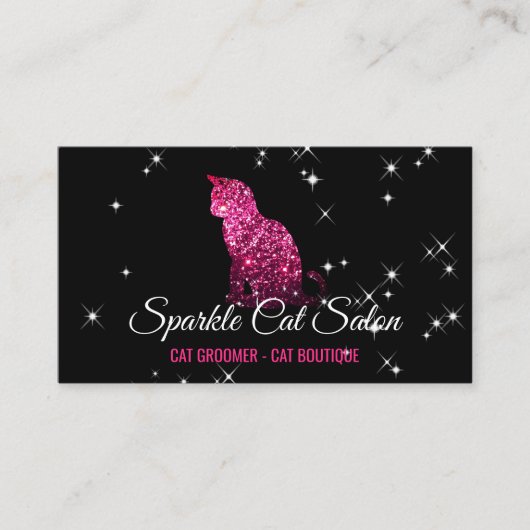 Roze Glitz Glam Starlust Kat Visitekaartje (Voorkant)