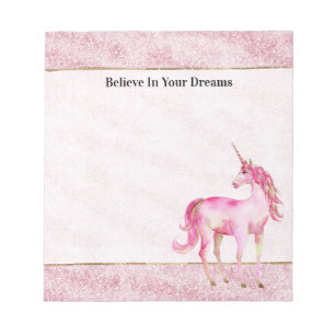 Roze Glitz Glitter Eenhoorn Notitieblok