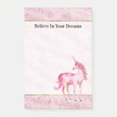Roze Glitz Glitter Eenhoorn Post-it® Notes (Voorkant)
