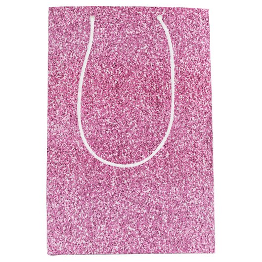 Roze Glitz Glitter Medium Cadeauzakje (Voorkant)
