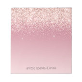 Roze Glitz Glitter Ombre Notitieblok (Voorkant)