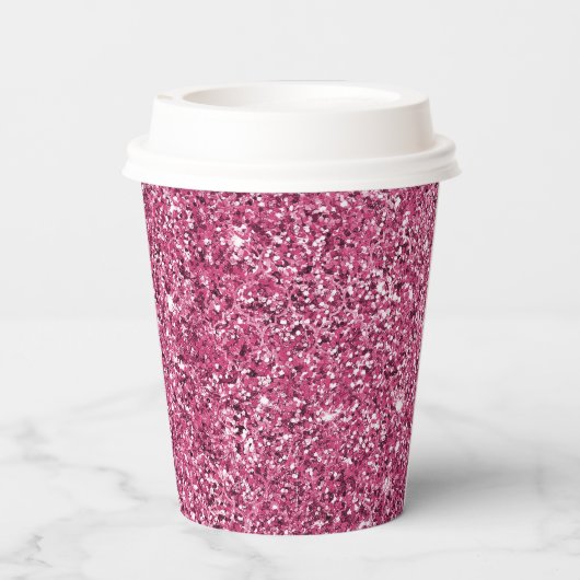 Roze Glitz Glitter Papieren Bekers (Achterkant)