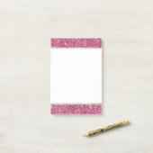 Roze Glitz Glitter Post-it® Notes (Op bureau)