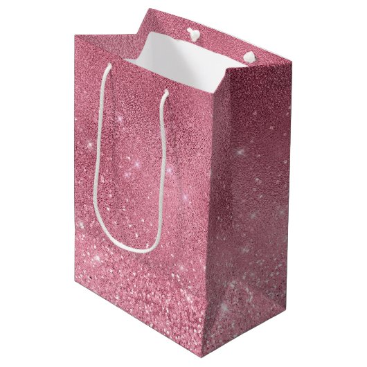 Roze Glitz Medium Cadeauzakje (Voorkant Gekanteld)