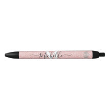Roze Glitz Monogram Crown Custom Autograph Pen