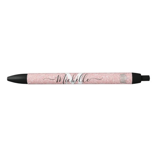 Roze Glitz Monogram Crown Custom Autograph Pen (Voorkant)