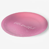 Roze Glitz Papieren Bordje (Gekanteld)