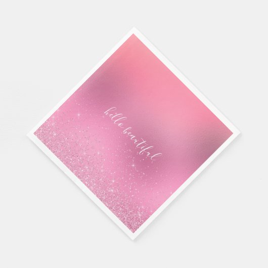 Roze Glitz Servet (Hoek)