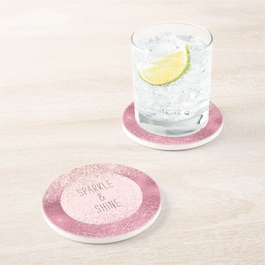 Roze Glitz Zandsteen Onderzetter (Zijkant)