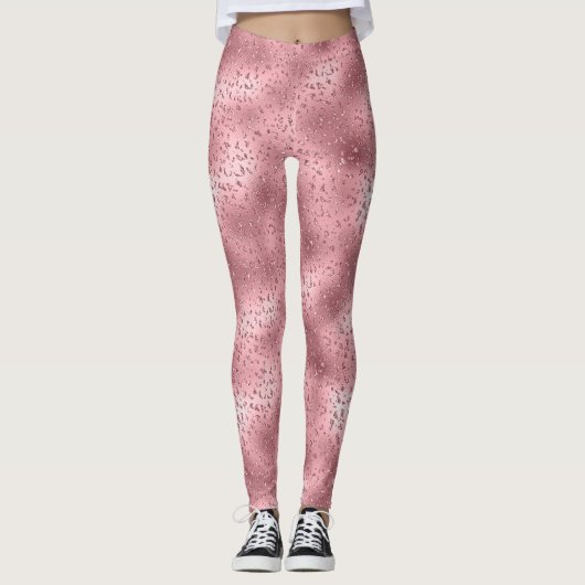 Roze Glitzy Cheetah Print Leggings (Voorkant)