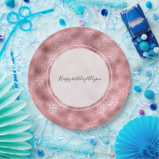 Roze Glitzy Cheetah Print Papieren Bordje (Feest)