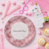 Roze Glitzy Cheetah Print Papieren Bordje (Feest)