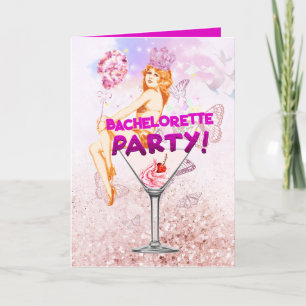 Roze Glitzy Custom Text Details Bachelorette Party